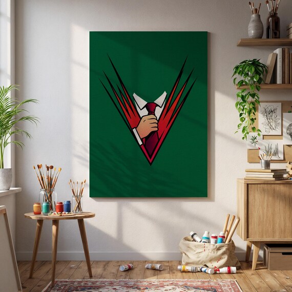 Powerful Business Pop Art Print Bold Green Background With Hand Gripping Red Tie Minimalist Confidence Poster Motivational Decor Home