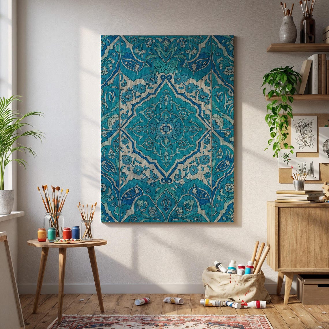Blue Turkish Tile Ottoman Islamic Floral Pattern Ceramic Art Poster