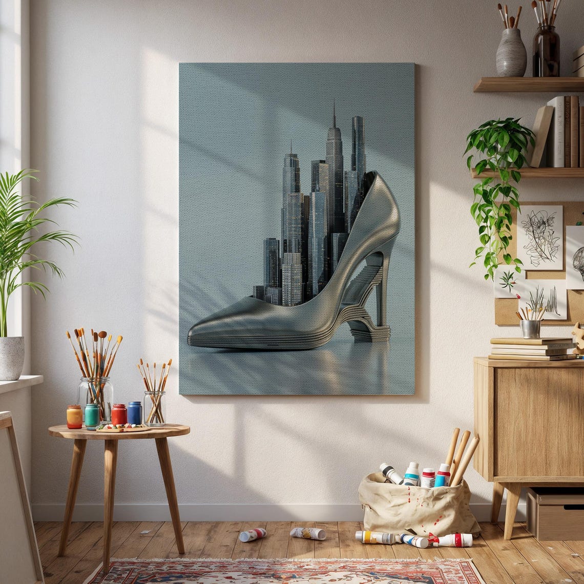 Surreal High Heel Cityscape Skyscraper Architecture Fashion Poster