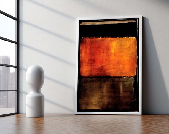 Rothko Blackorange Framed Canvas Painting Mark Art Abstract Wall Arthandmade Minimalist Decororiginal Designfree Shippinggift