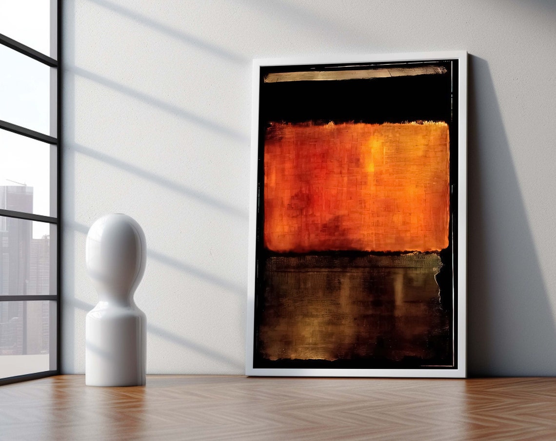 Rothko Blackorange Framed Canvas Painting Mark Art Abstract Wall Arthandmade Minimalist Decororiginal Designfree Shippinggift