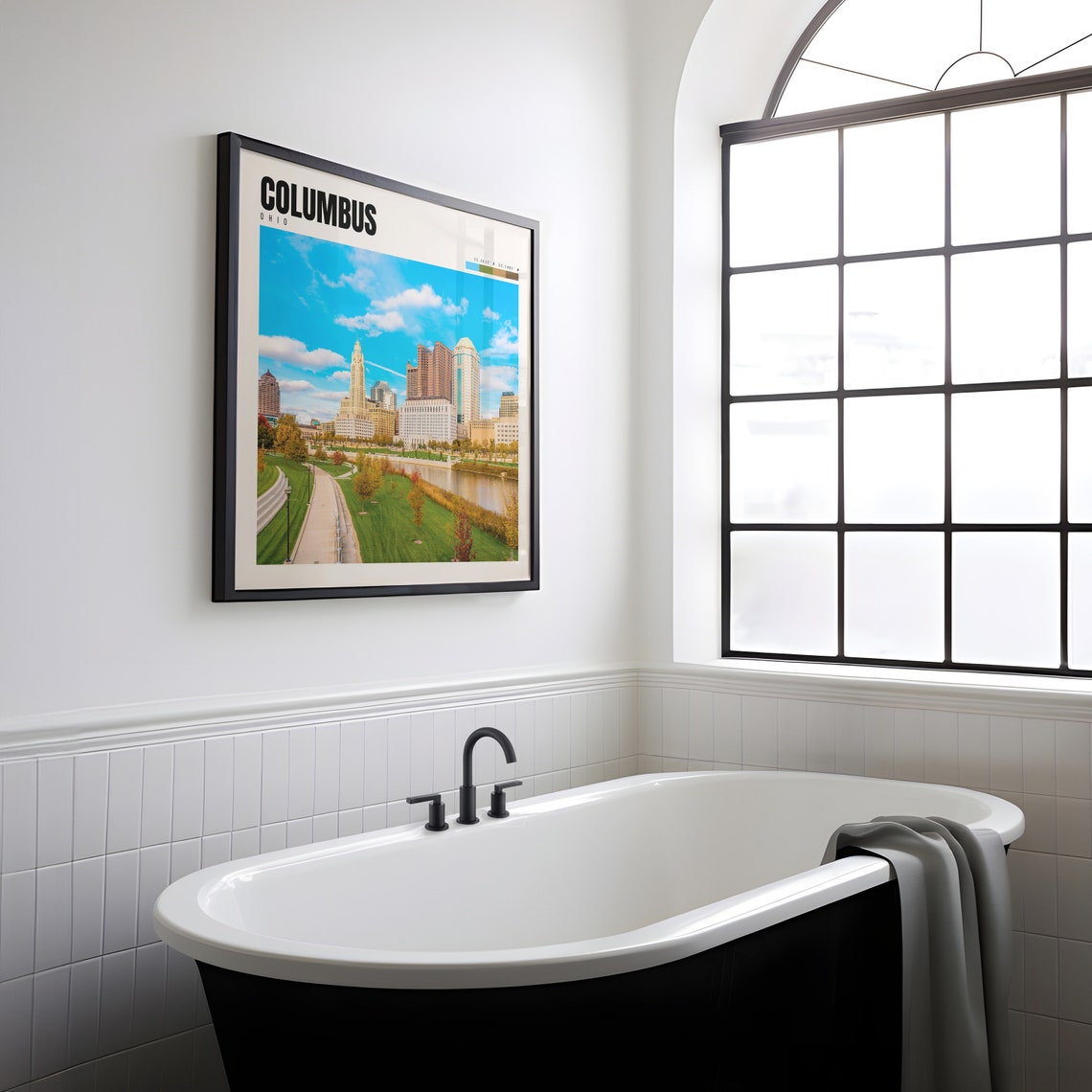 Columbus Ohio Skyline Riverfront Park Green City Daytime Poster - Image 2