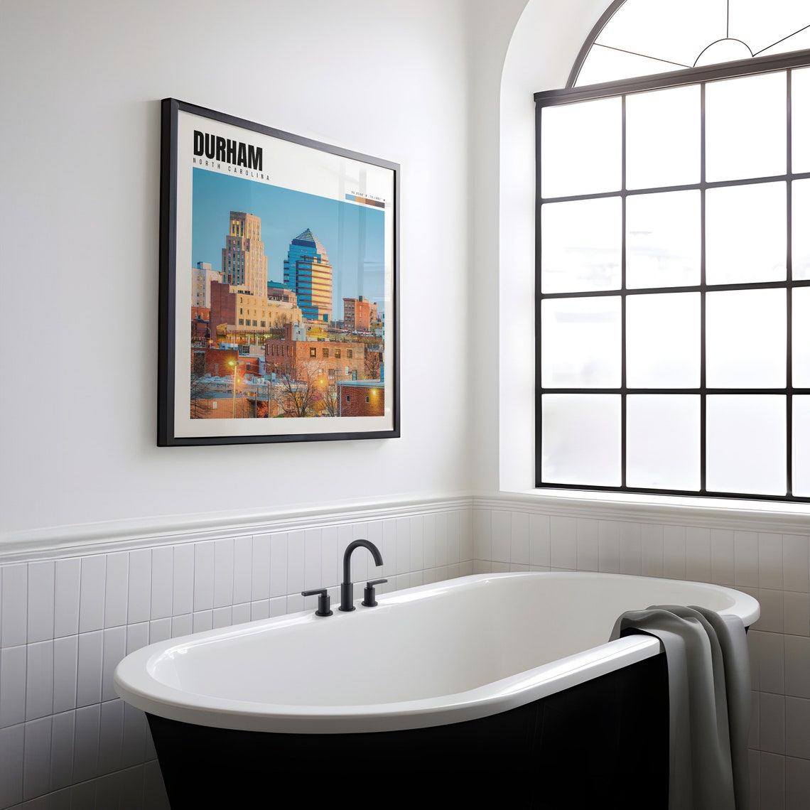 Durham North Carolina Downtown Skyline Dusk City Lights Poster - Image 2