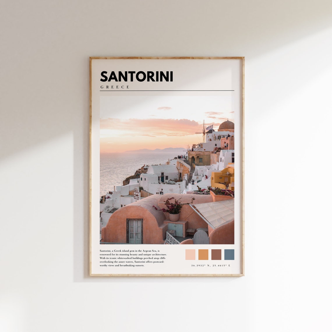 Santorini Greece Oia Sunset View Over the Caldera Cliffs Poster