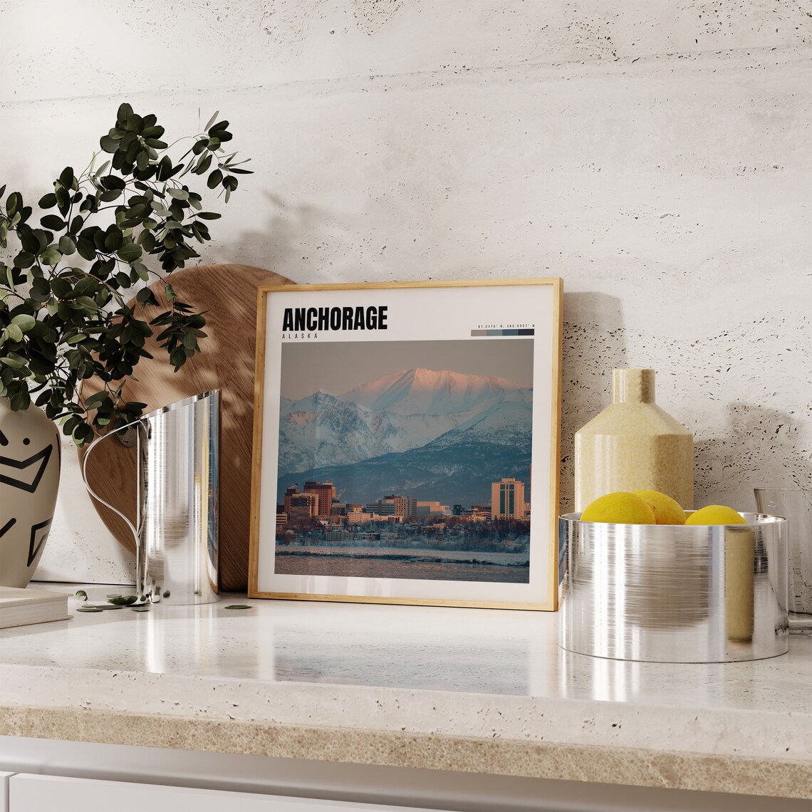 Anchorage Alaska Snowy Mountain Skyline Winter Travel Poster - Image 4