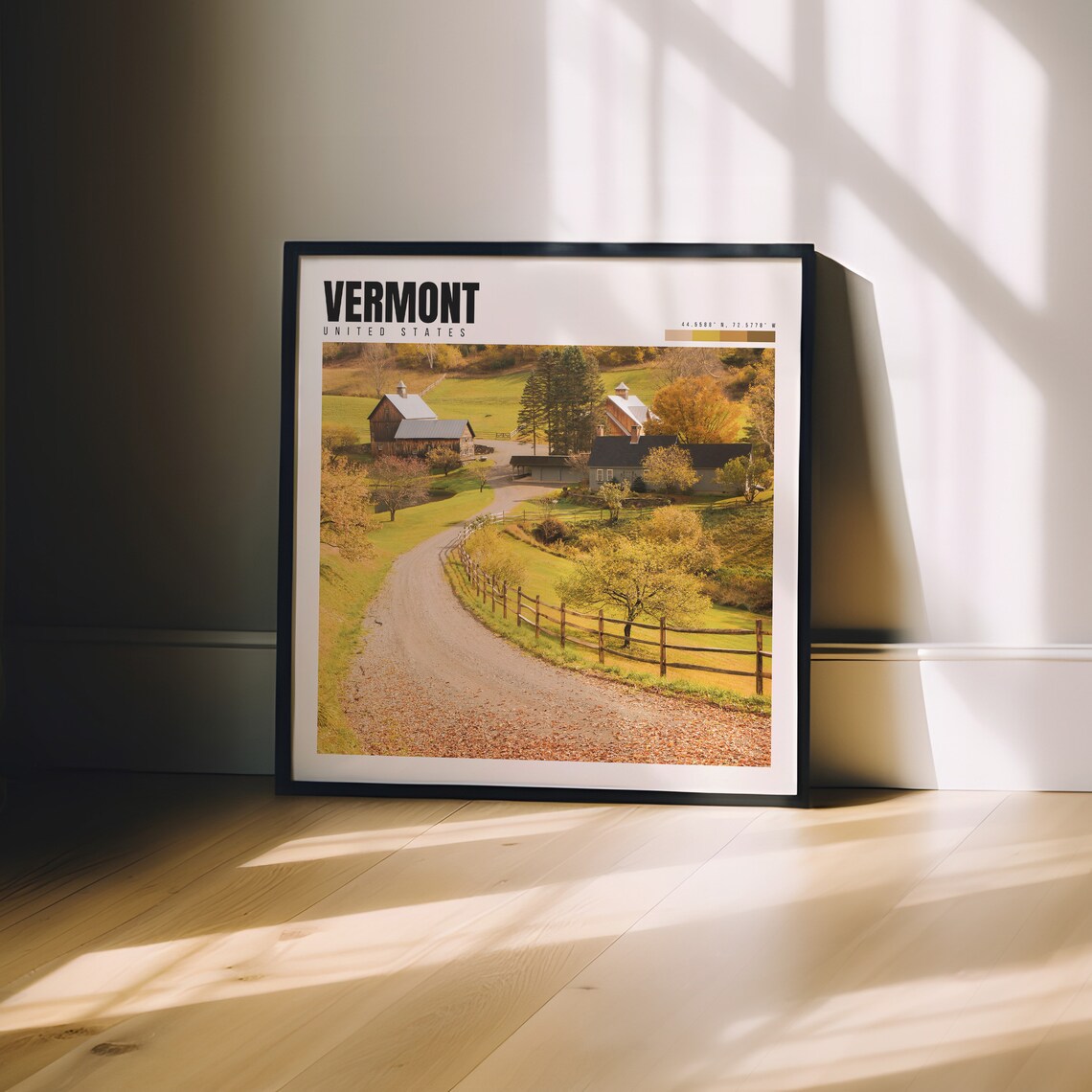 Vermont Autumn Farm Barns Country Road Green Rolling Hills Wall Art - Image 3