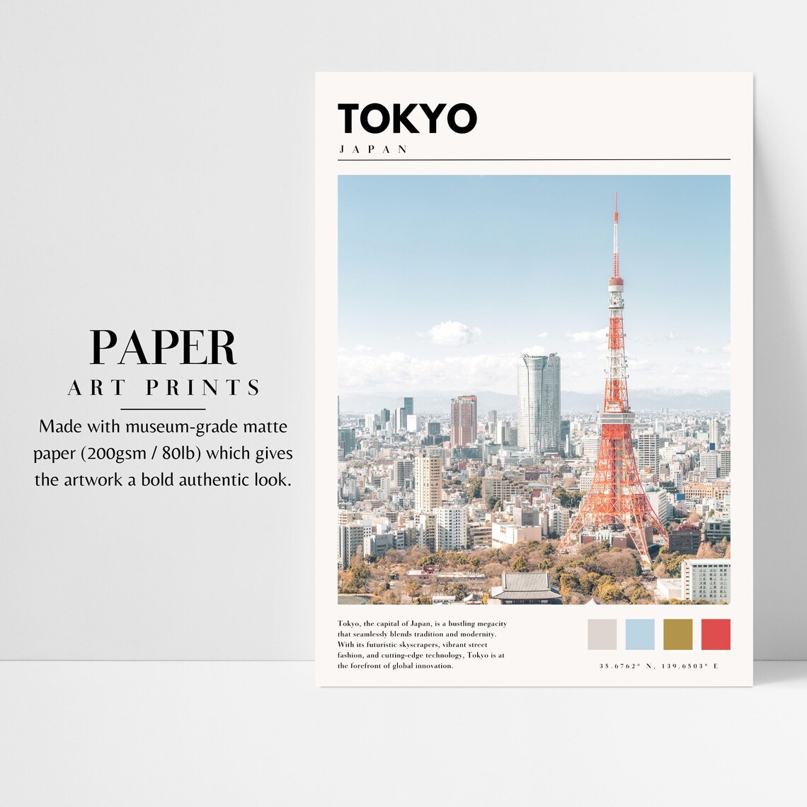 Tokyo City Skyline, Japan Travel Poster Art Print - Image 3