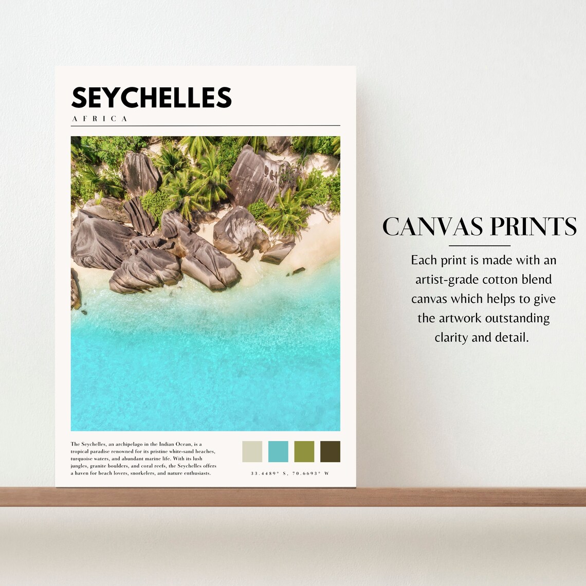 Seychelles Africa Granite Boulders Aerial Turquoise Water Beach Poster - Image 2