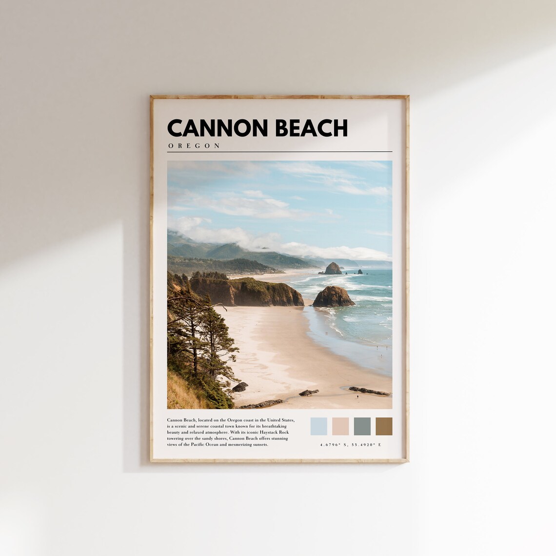 Cannon Beach, Oregon Coast Travel Poster, Haystack Rock