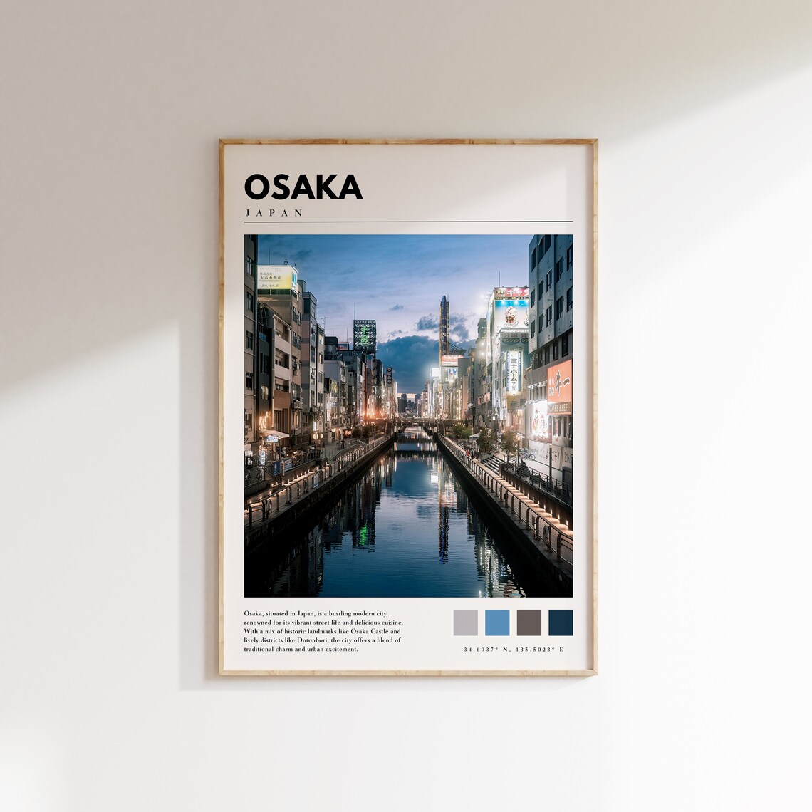 Osaka Japan Travel Poster Print, Japanese Wall Art