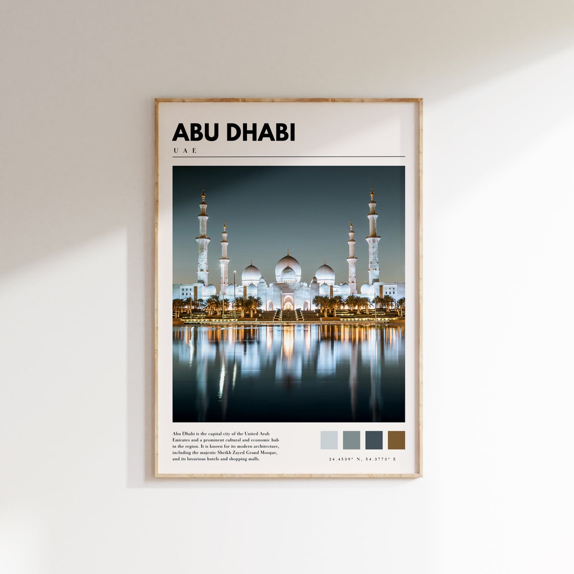 Abu Dhabi UAE Sheikh Zayed Grand Mosque Illuminated Night Poster