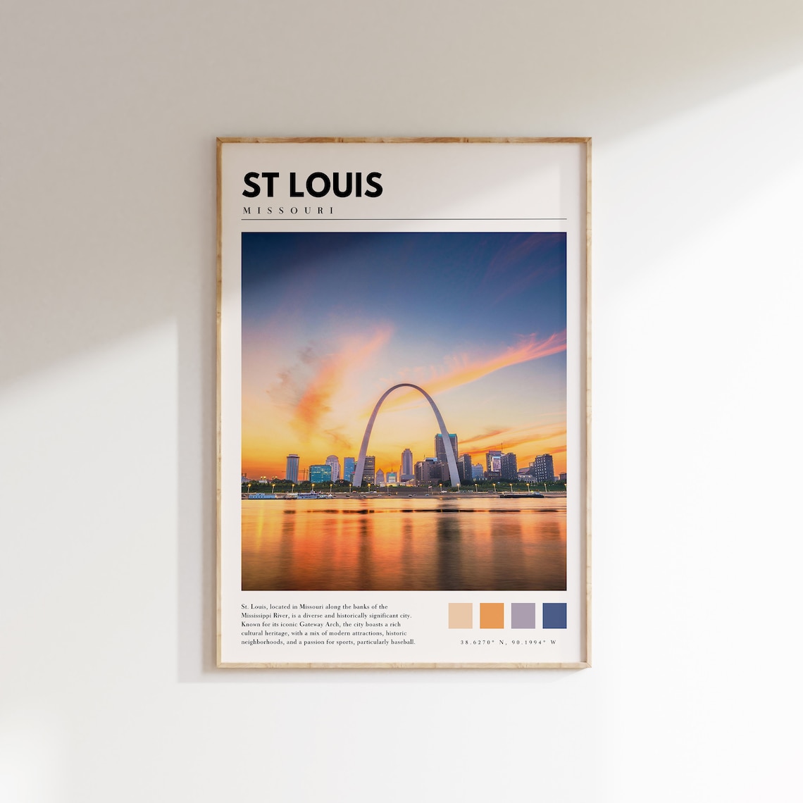 St Louis Missouri Gateway Arch Sunset River Skyline Glow Travel Poster