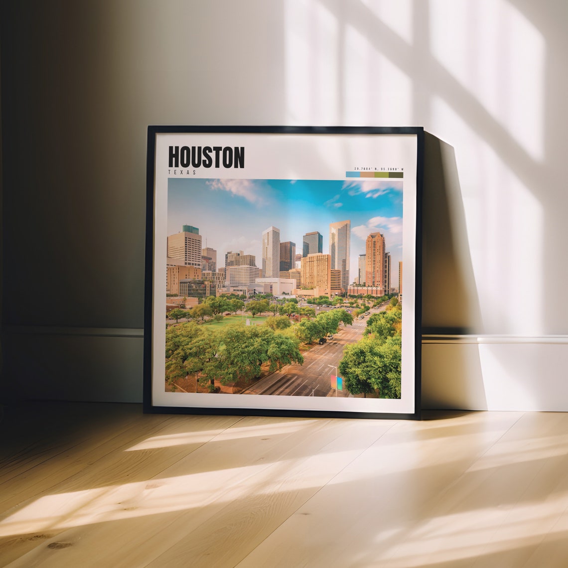 Houston Poster with Downtown Skyline and Green Park Foreground - Image 3