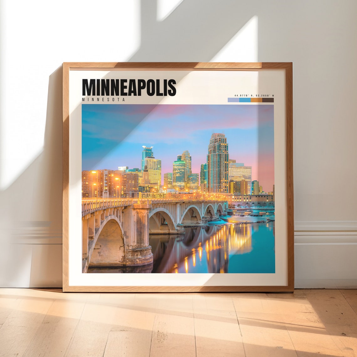 Minneapolis Minnesota Downtown Skyline River Bridge Dusk Poster