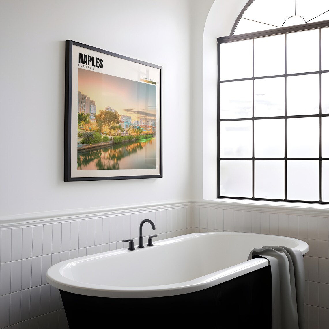 Naples Florida Sunset Waterfront City Skyline Canal View Travel Poster - Image 2