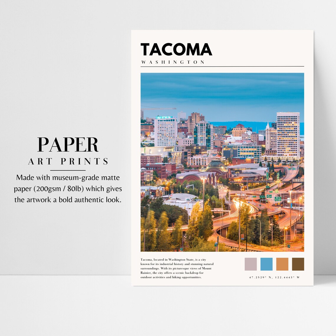 Tacoma Washington Travel Poster, City Wall Art - Image 3