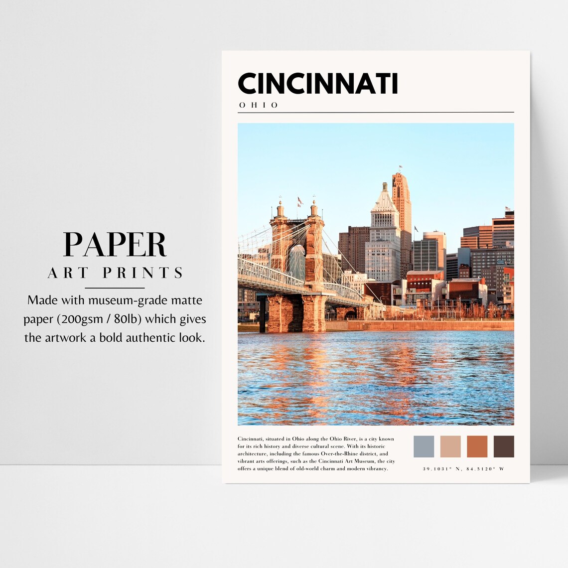 Cincinnati Ohio Travel Poster, City Home Decor - Image 3