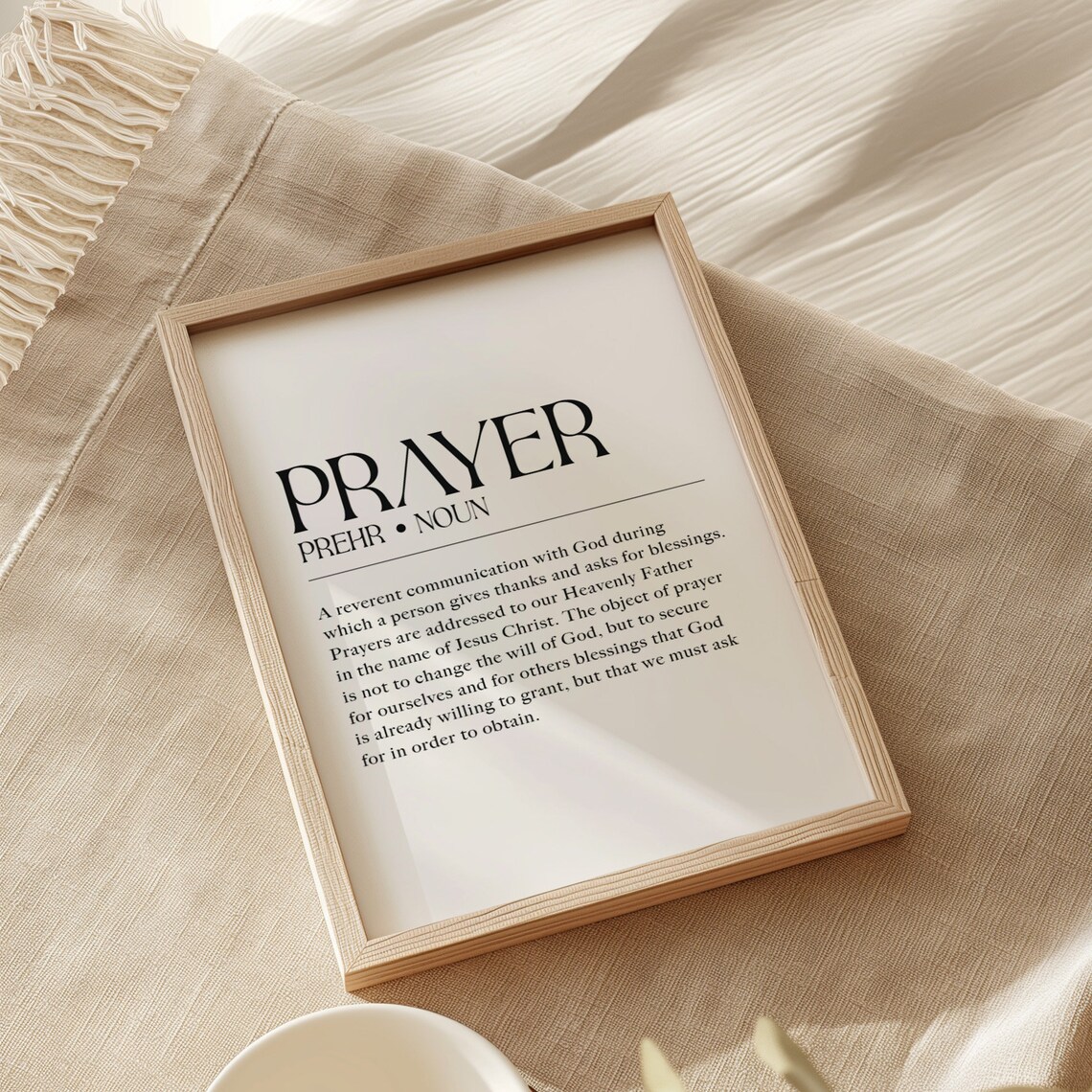 Prayer Definition Noun Faith Dictionary Christian Art Poster - Image 2