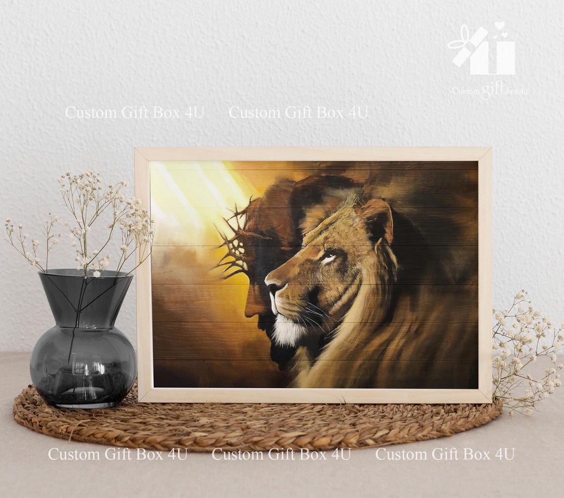 Lion Of Judah And Jesus Crown Of Thorns Profile Christian Poster - Image 6