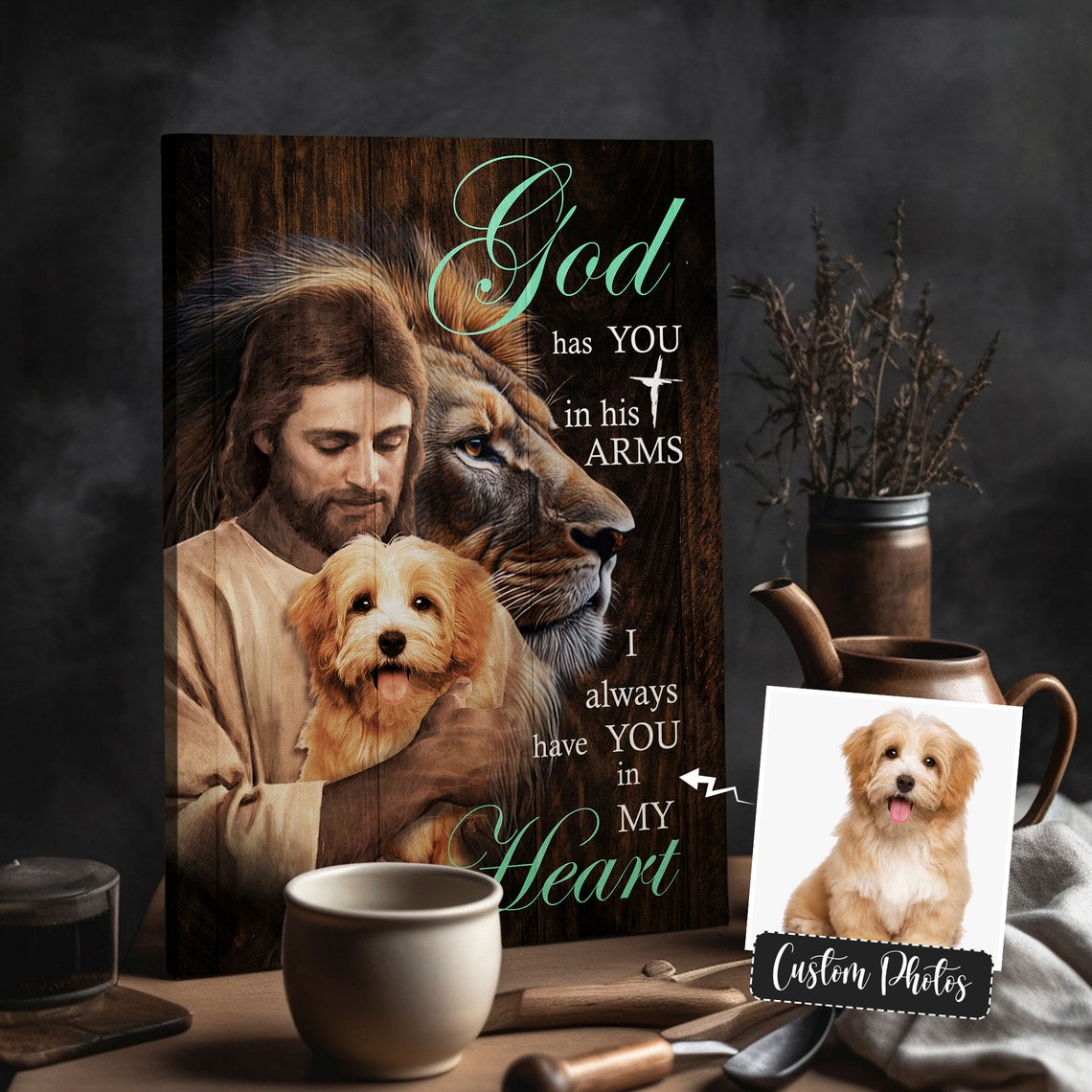 Files Personalized Your Dog Safe In The Arms Of God Jesus Holding Dog God And Dog Christ And Dogs Loss Of Dog Art