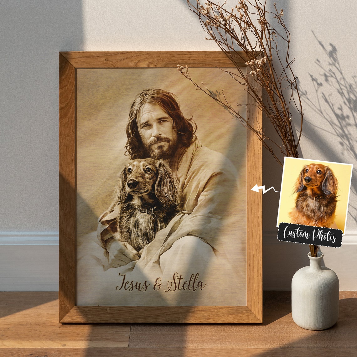 Files Personalized Art Your Dog Safe In The Arms Of God Jesus Holding Dog Pencil Sketch God And Dog Christian And Dog - Image 5