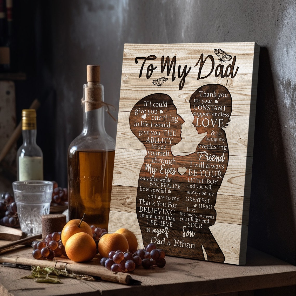To My Dad Silhouette Tribute From Son Greatest Hero Custom Name Poster - Image 5
