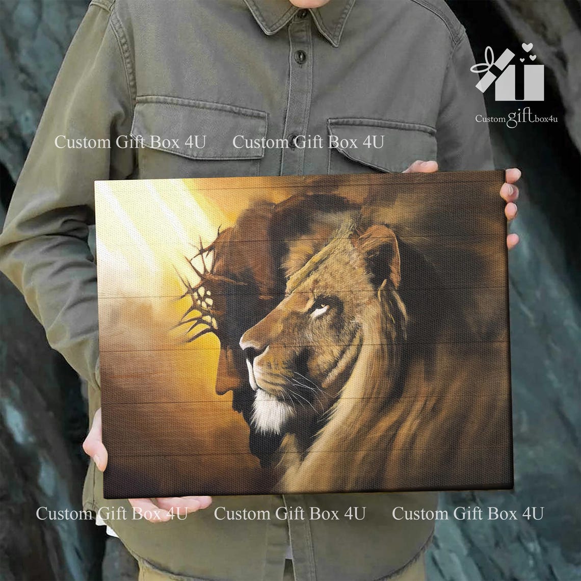 Lion Of Judah And Jesus Crown Of Thorns Profile Christian Poster - Image 5