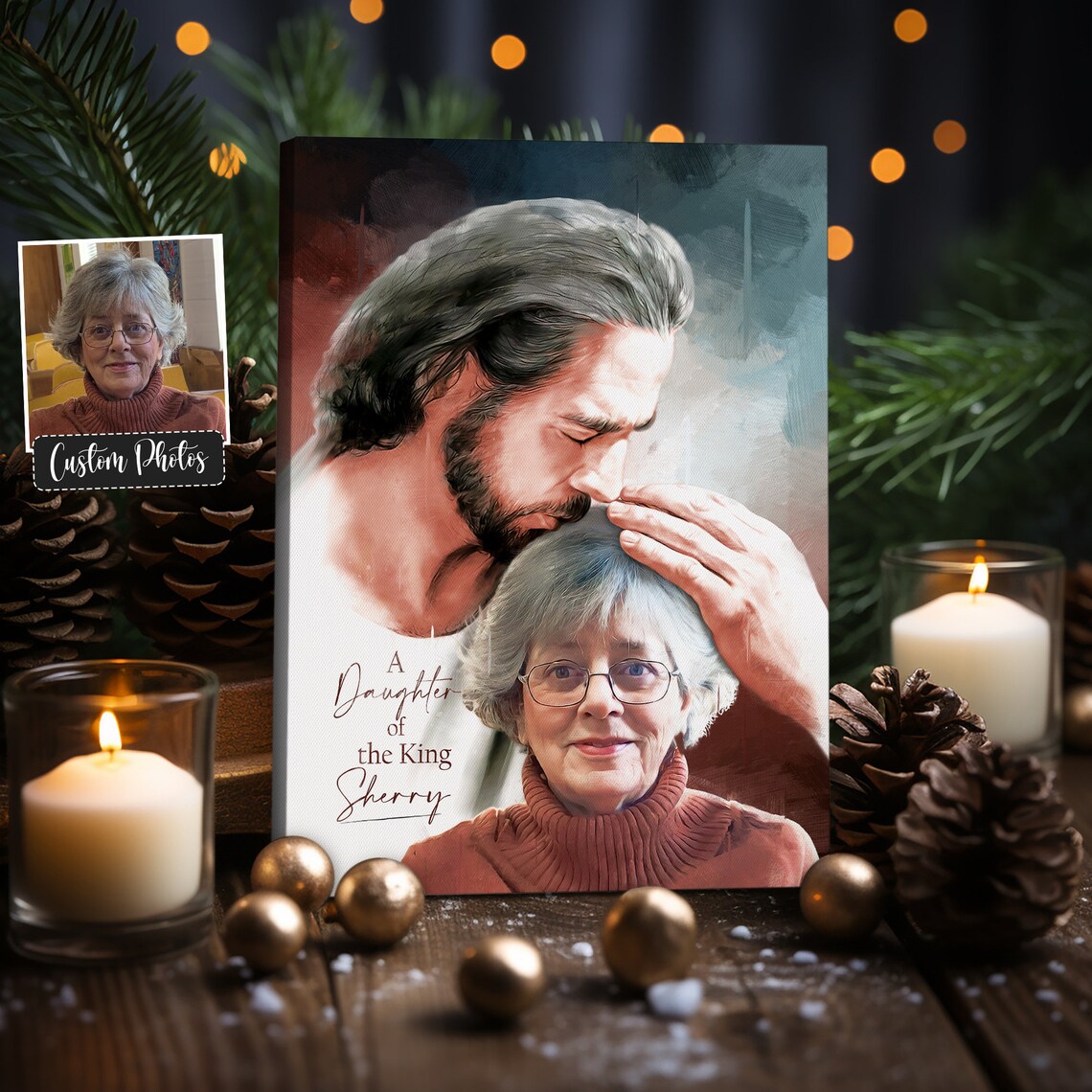 Jesus Blessing Sherry a Daughter of the King Watercolor Memorial Poster
