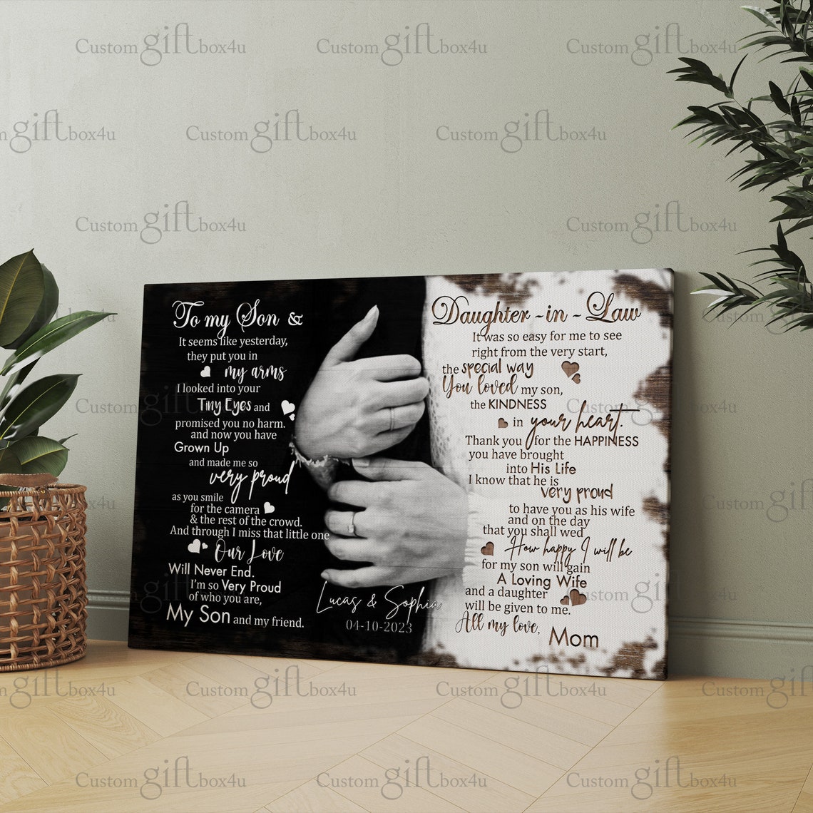 To My Son and Daughter-in-Law Wedding Gift Poem From Mom Wall Art - Image 4