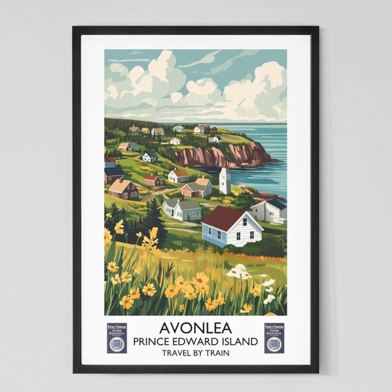 Avonlea Prince Edward Island Coastal Village Wildflowers Vintage Poster