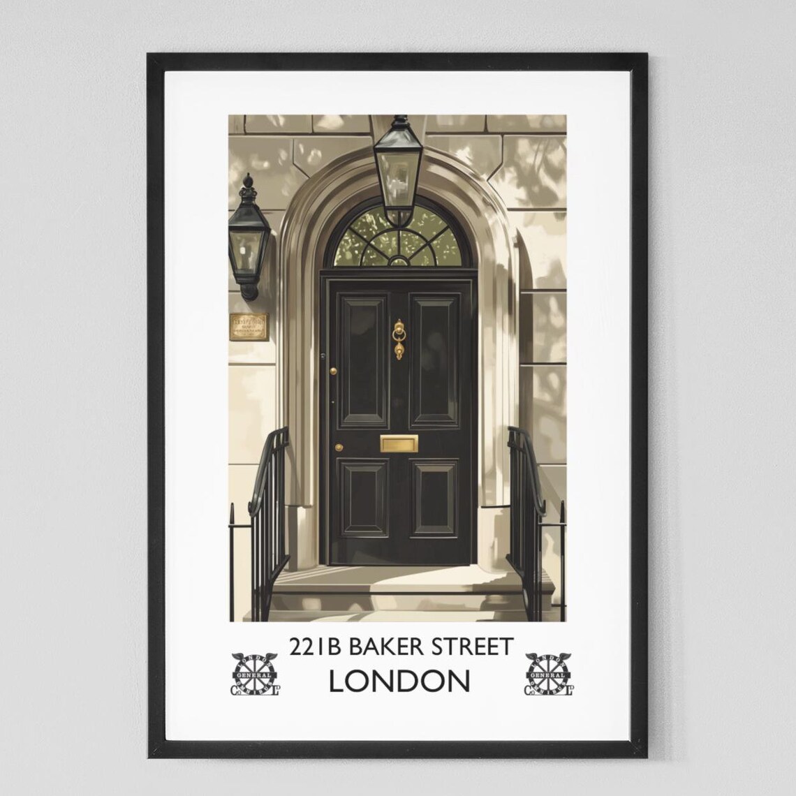 221B Baker Street London Sherlock Holmes Black Door Lanterns Poster