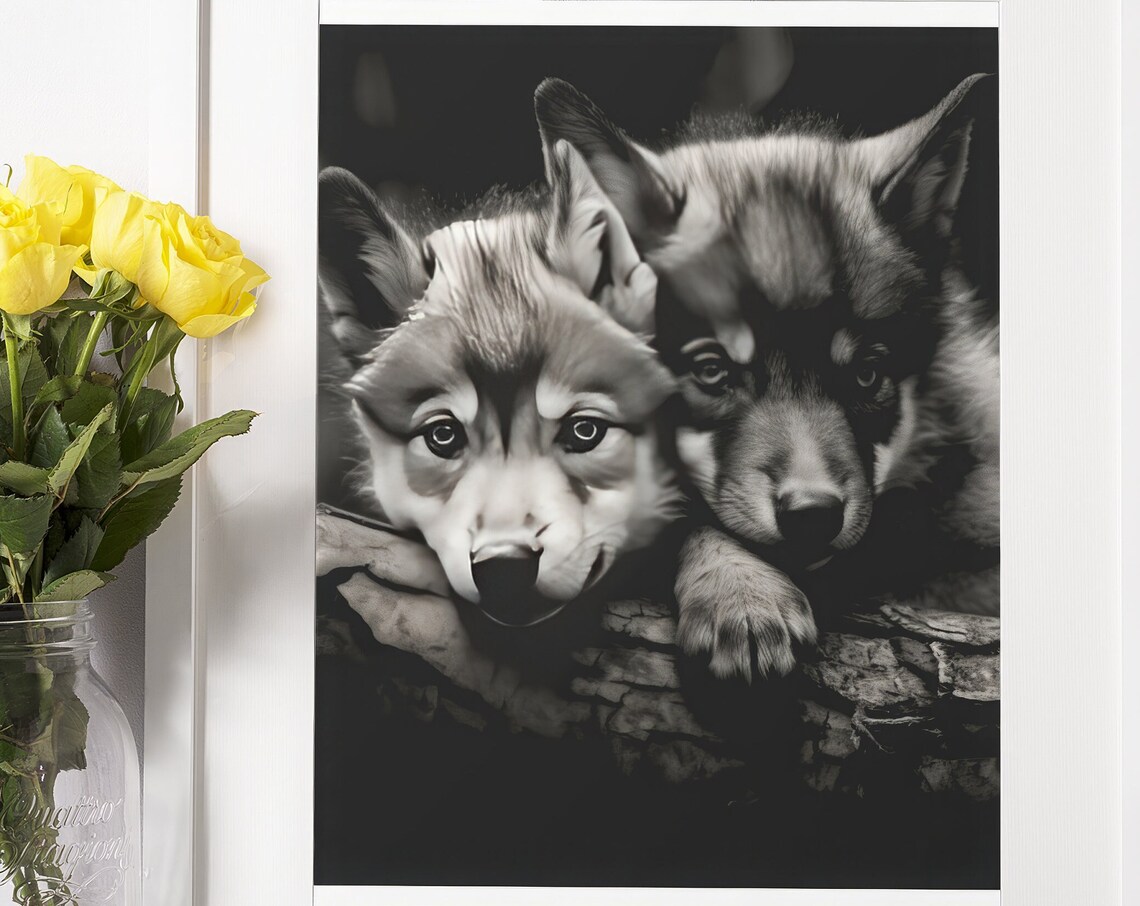Cute Baby Wolf Poster, Instant Nursery Valentine - Image 3