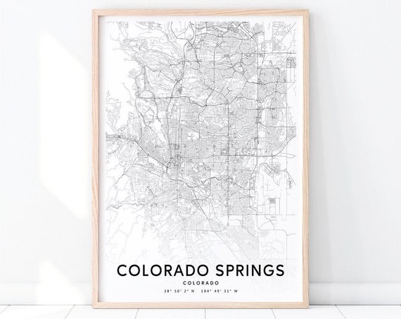 Colorado Springs Map Print Co Usa Art Poster City Street Road Modern Wall Office Decor