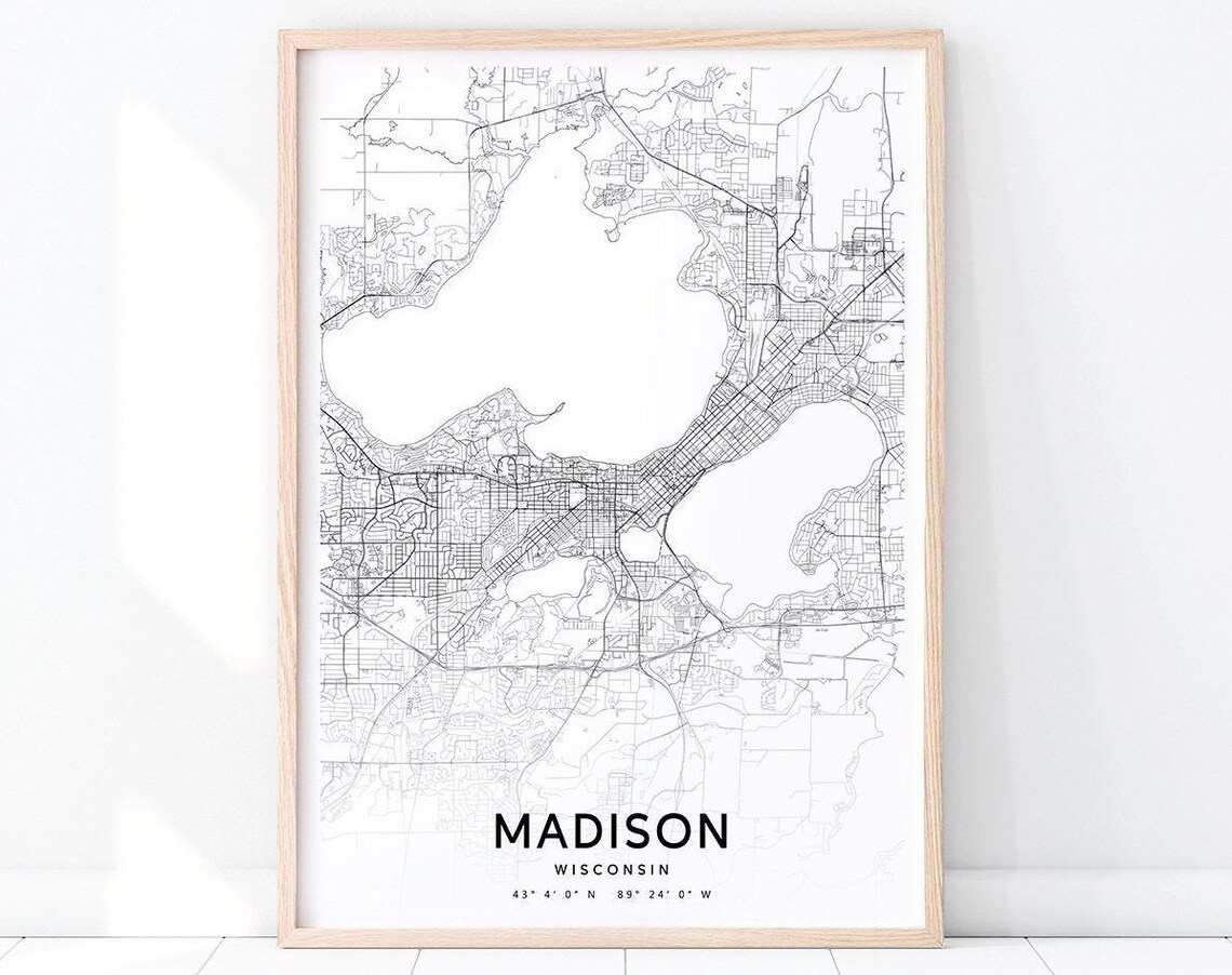 Madison Map Print, Modern Minimalist Poster