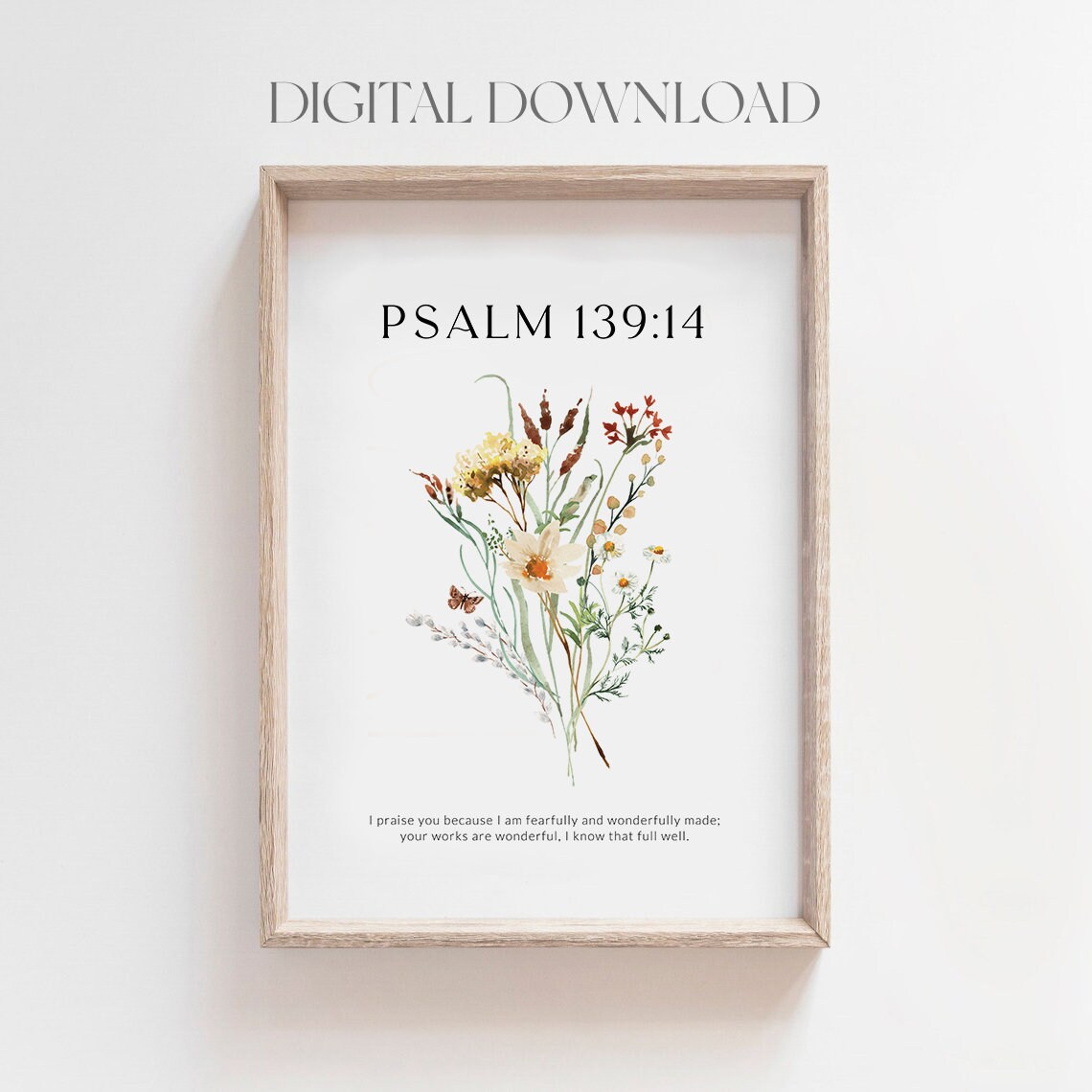 Psalm 139:14 Bible Verse Wildflower Wall Art - Image 3