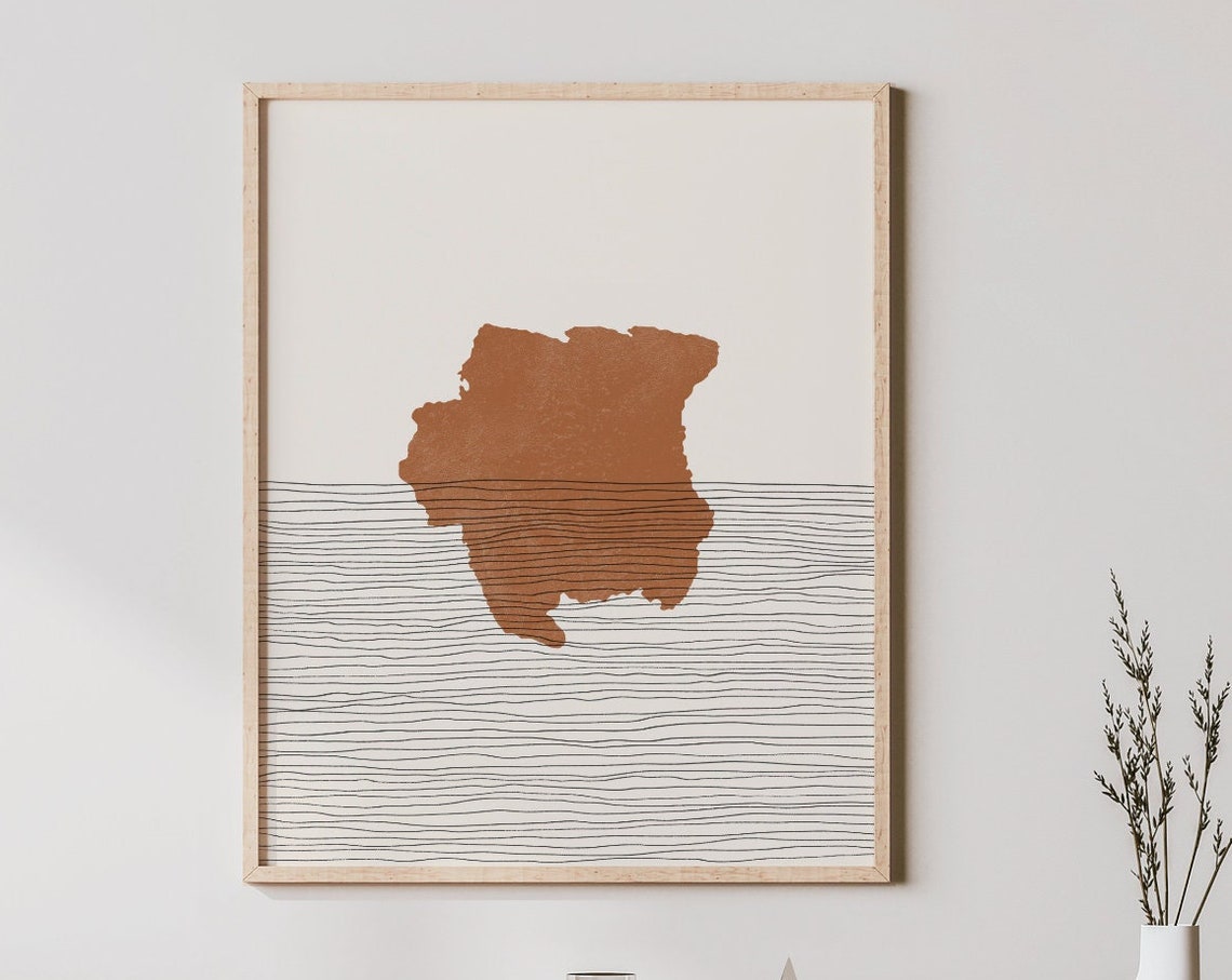 Suriname Print Boho Wall Art And Decor Country Travel Poster Map Silhouette