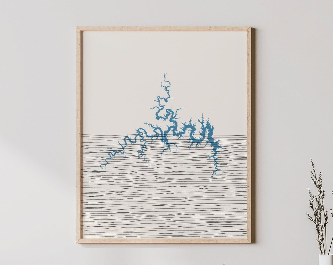 Table Rock Lake Arkansas Boho Line Art Lakehouse Map Wall Poster