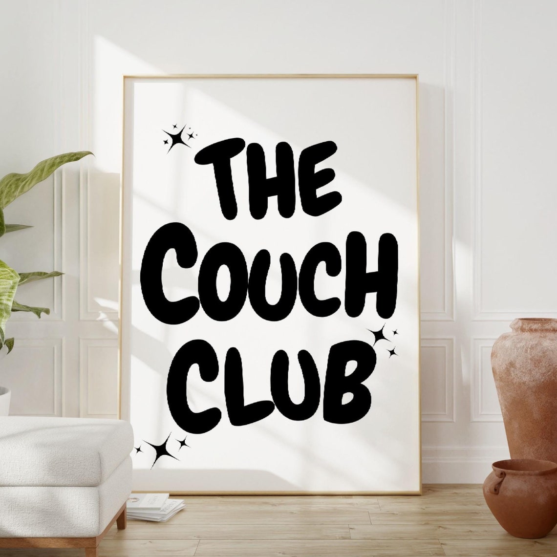 The Couch Club Bold Black Bubble Typography Lounge Room Poster