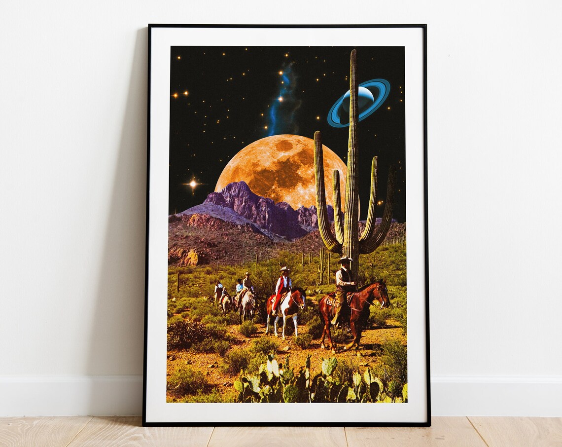 Space Cowboys Retro Futurism Cosmic Art Print
