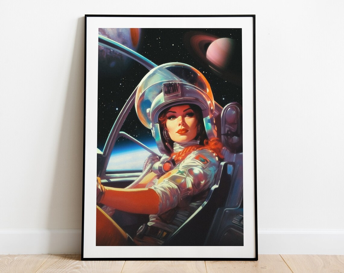 Next Stop Mars Retro Space Travel Poster