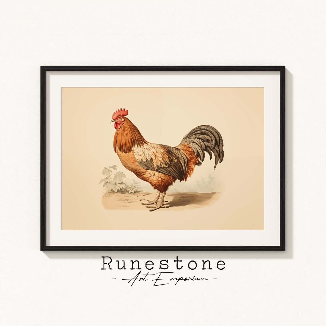 Vintage Rooster Antique Chicken Farmyard Illustration Farm Art Poster
