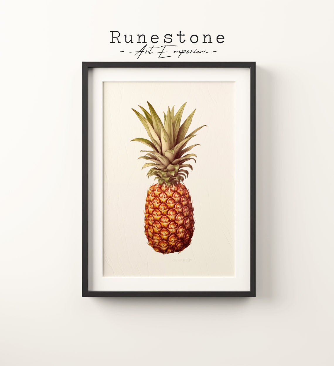 Vintage Botanical Pineapple Tropical Fruit Illustration Wall Art