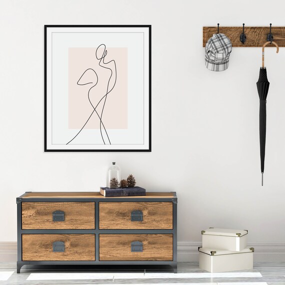 Blush Pink Woman Line Drawing Abstract Female Figure Minimalist Poster