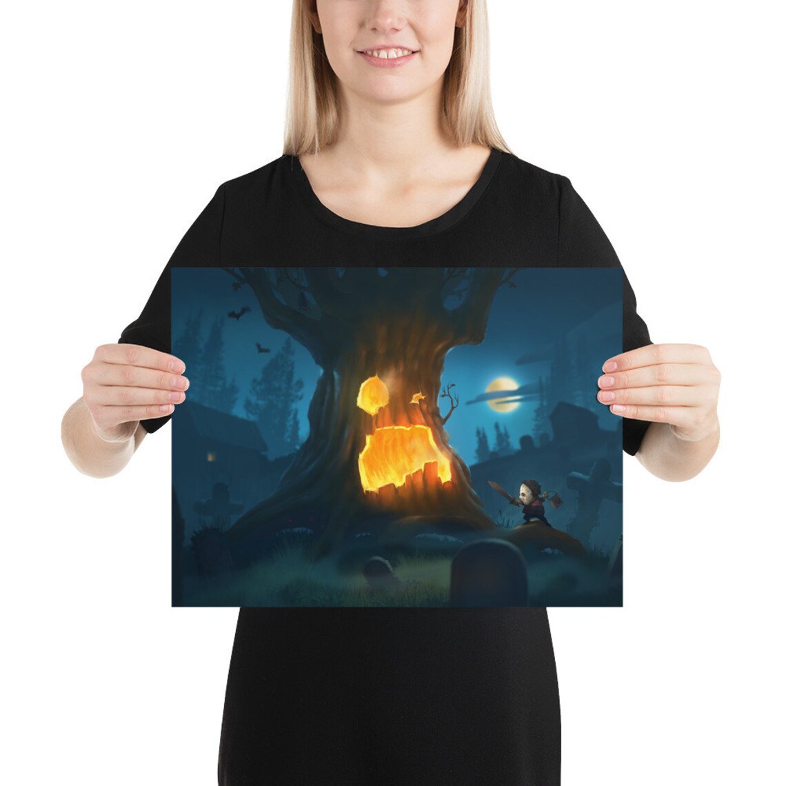 Halloween Pumpkin Spooky Art Print, Friday 13th - Image 3