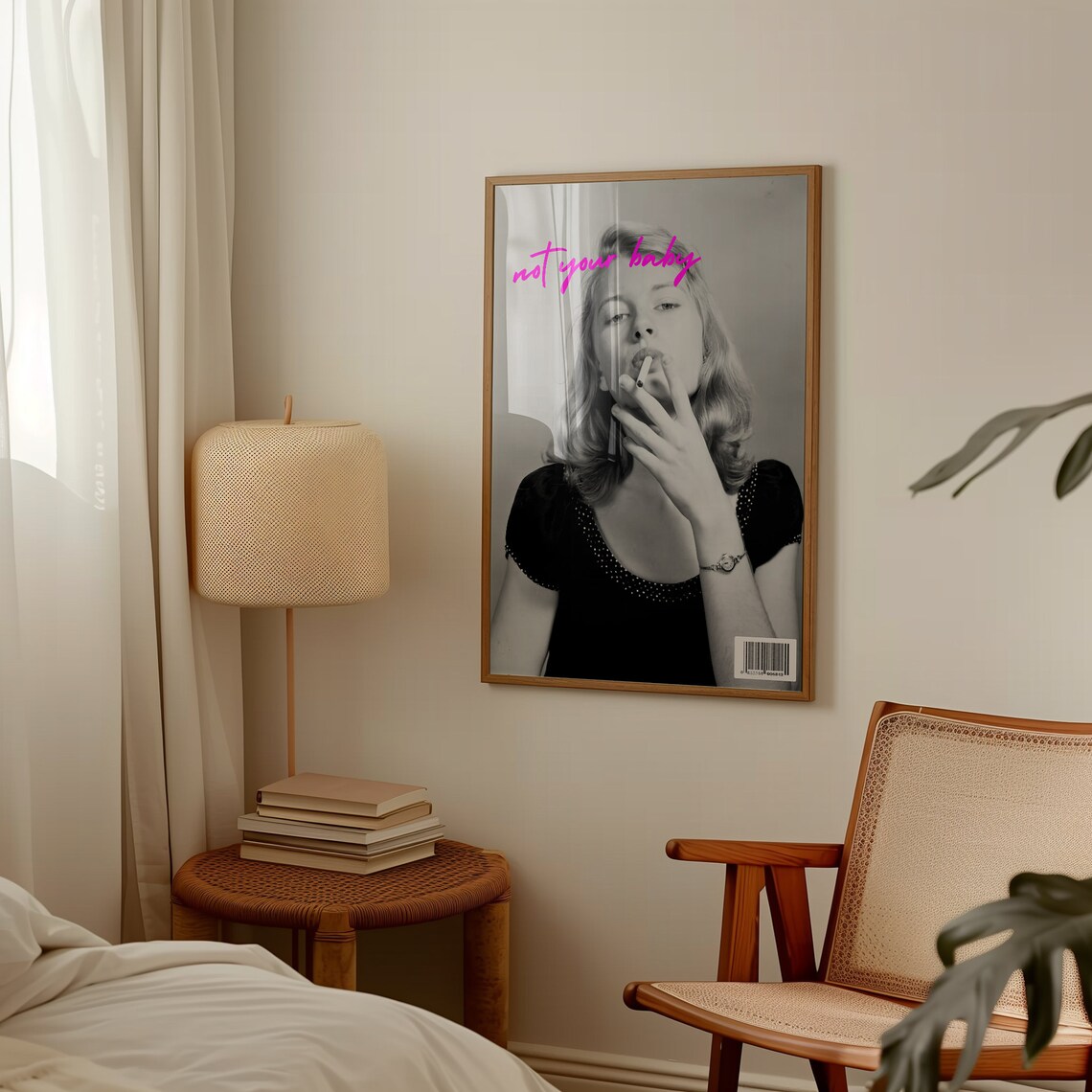 Not Your Baby Pink Script Vintage Woman Photo Feminist Art Poster - Image 5