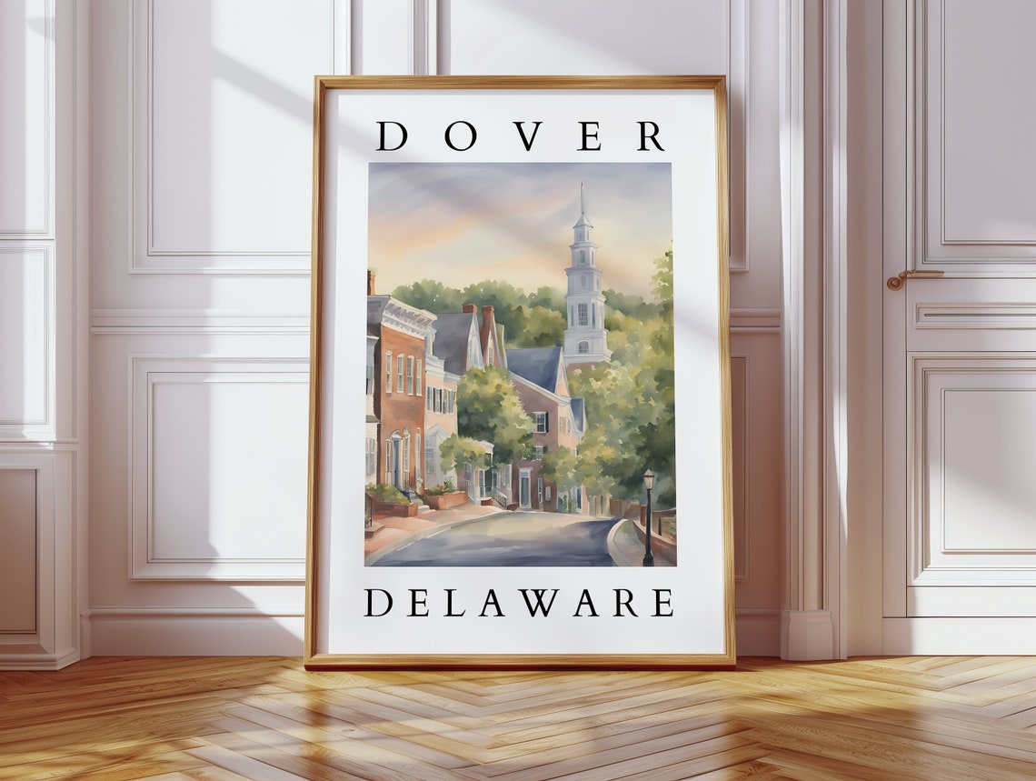Dover Delaware Watercolor Print Historic Cityscape Wall Art Home Decor