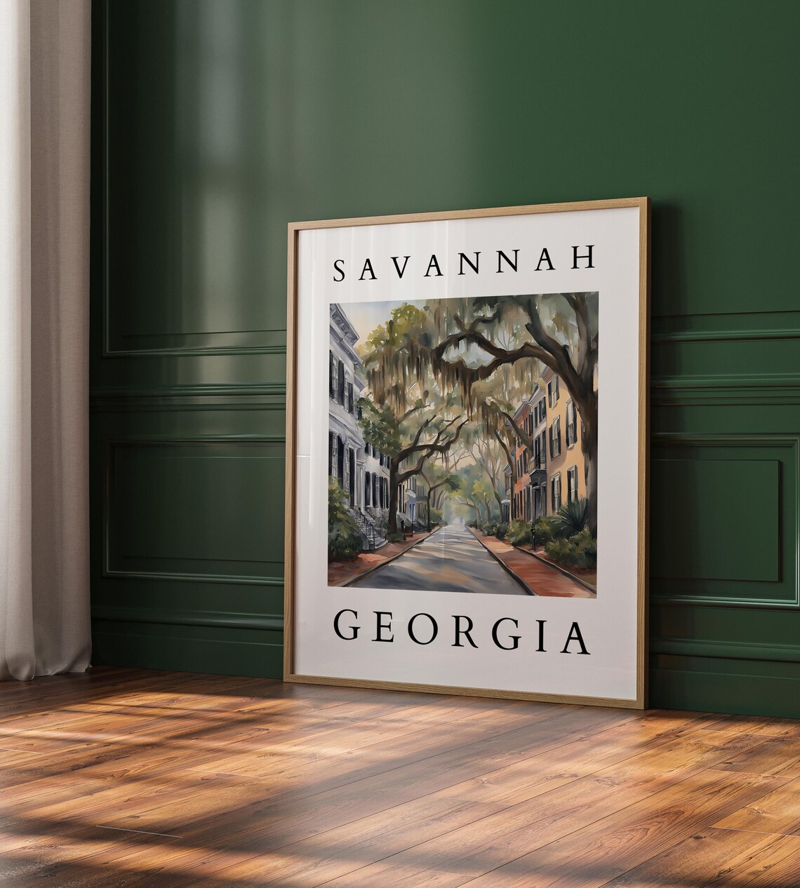 Savannah Georgia Watercolor Travel Poster, Southern Decor