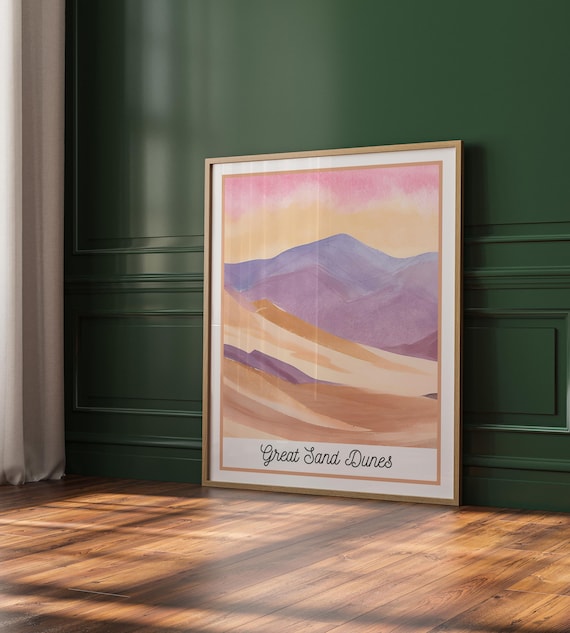 Great Sand Dunes National Park Watercolor Desert Pastel Landscape Poster