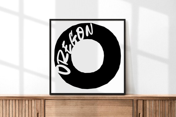 Oregon Letter O Typography Poster Modern Black White State Wall Decor Art