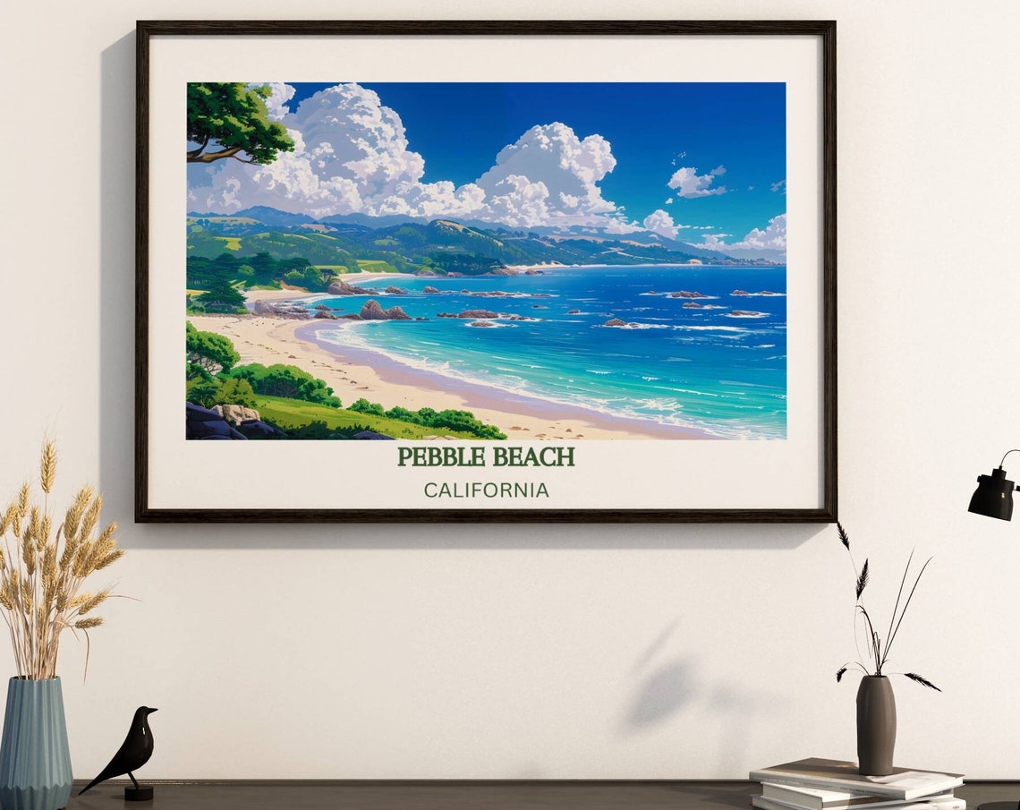 Pebble Beach California Coastal Cliffs Ocean Waves Travel Poster